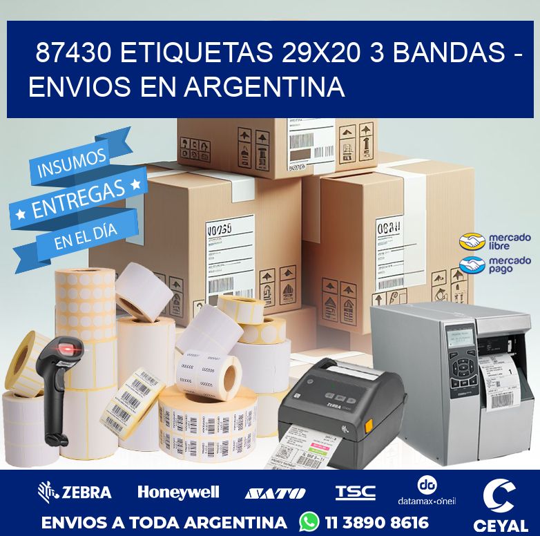 87430 ETIQUETAS 29X20 3 BANDAS - ENVIOS EN ARGENTINA