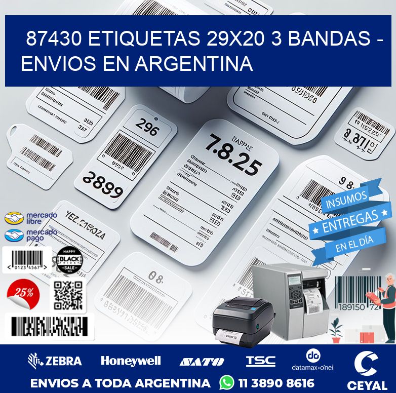 87430 ETIQUETAS 29X20 3 BANDAS - ENVIOS EN ARGENTINA