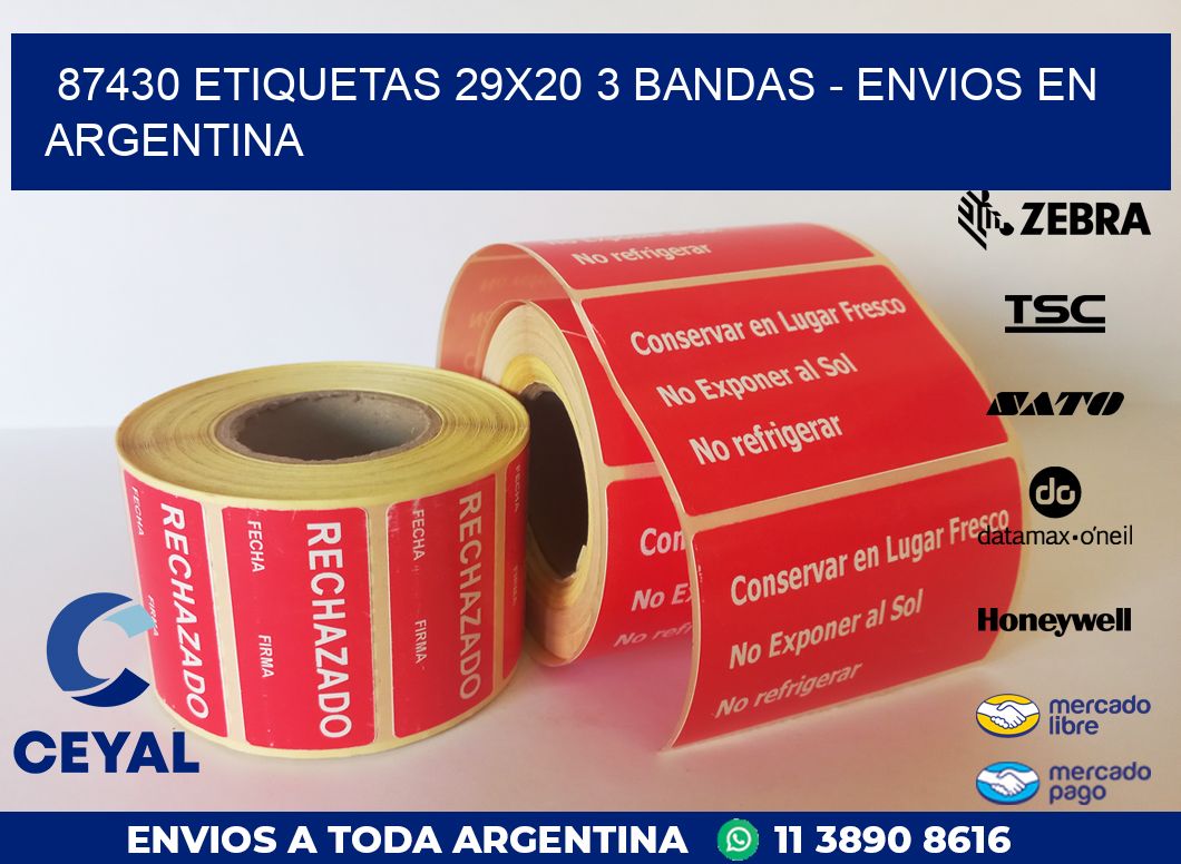 87430 ETIQUETAS 29X20 3 BANDAS – ENVIOS EN ARGENTINA