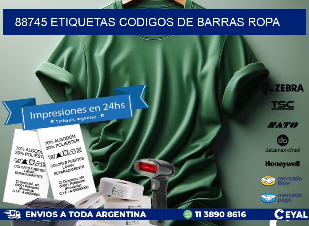 88745 ETIQUETAS CODIGOS DE BARRAS ROPA