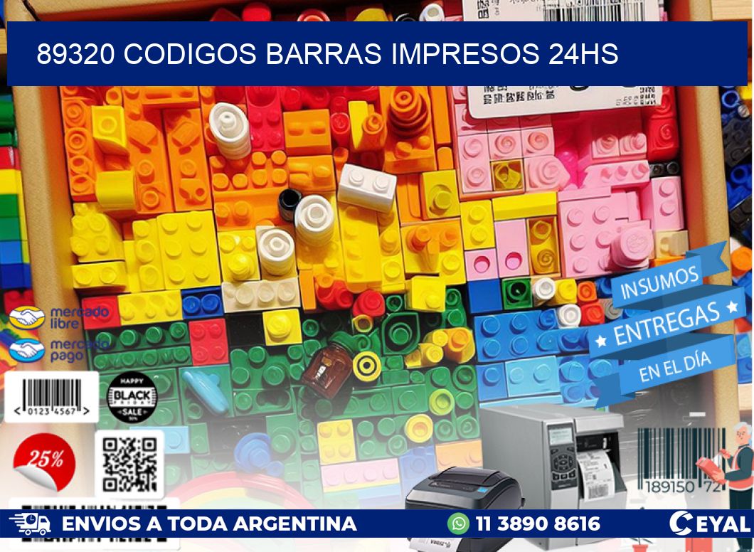 89320 Codigos barras impresos 24hs