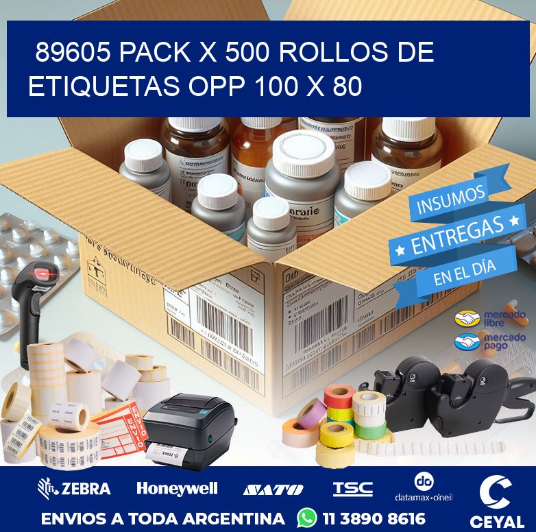 89605 PACK X 500 ROLLOS DE ETIQUETAS OPP 100 X 80