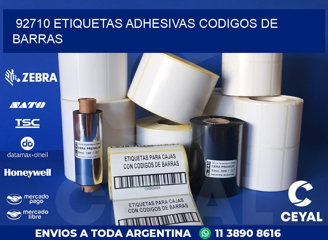 92710 ETIQUETAS ADHESIVAS CODIGOS DE BARRAS