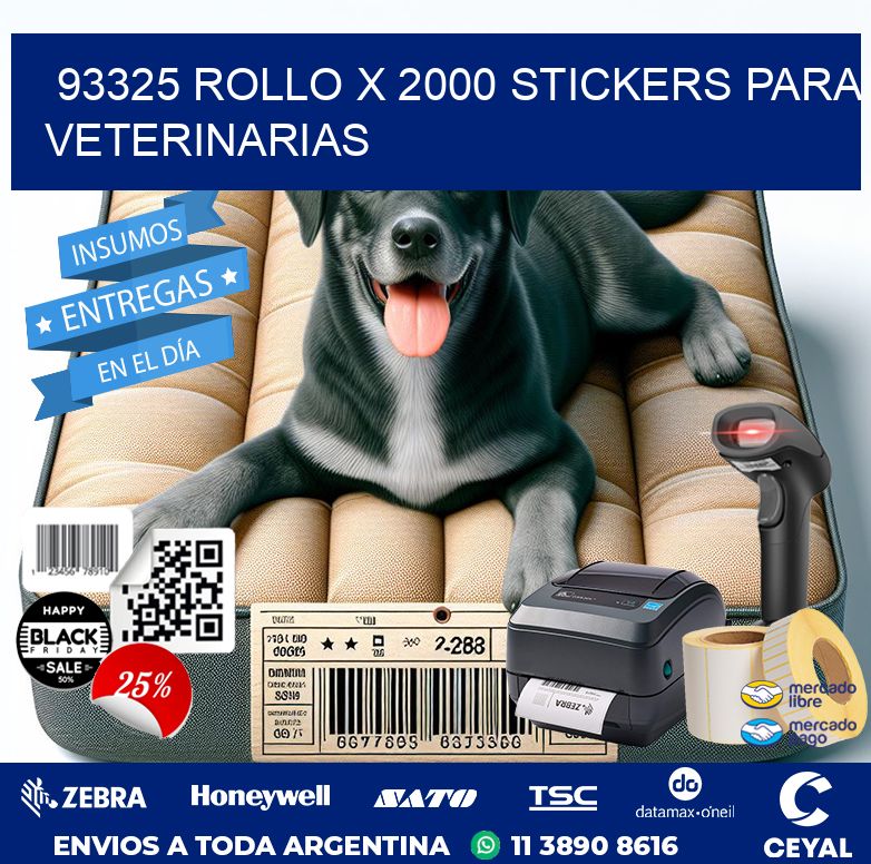 93325 ROLLO X 2000 STICKERS PARA VETERINARIAS