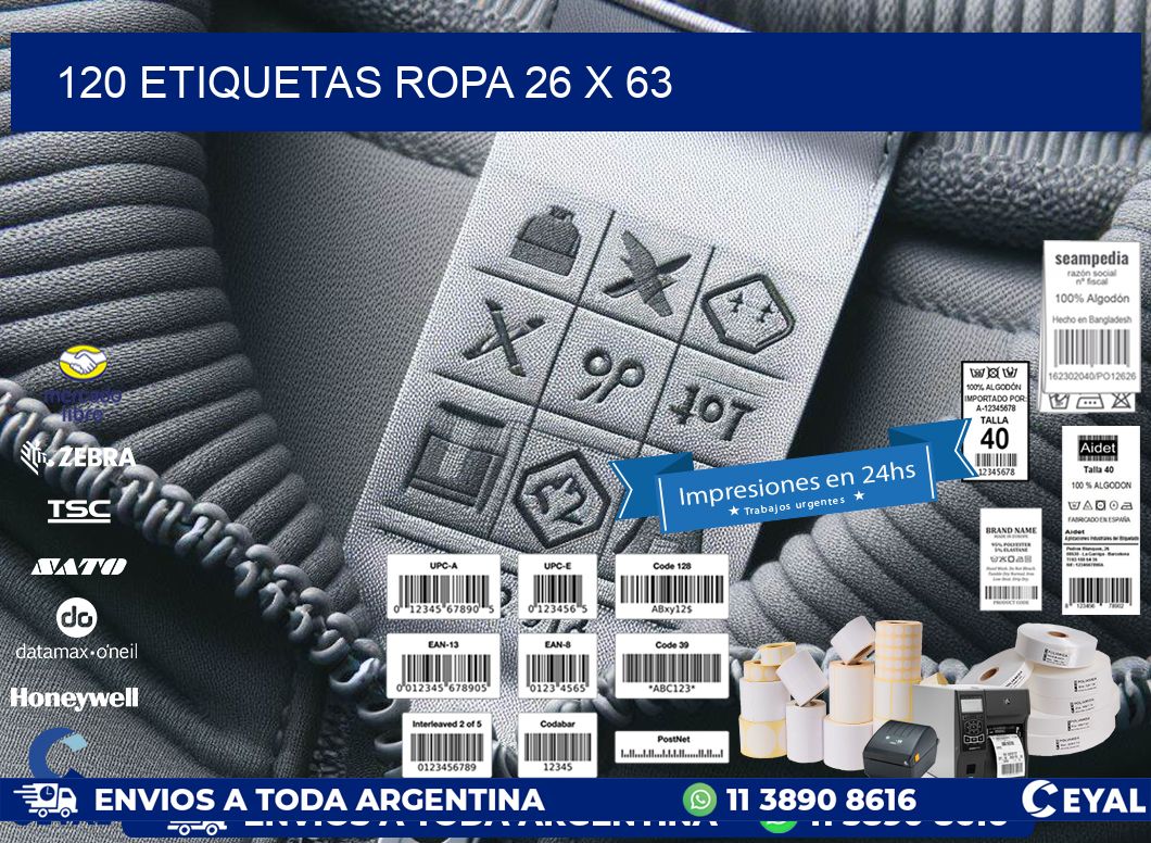 120 ETIQUETAS ROPA 26 x 63