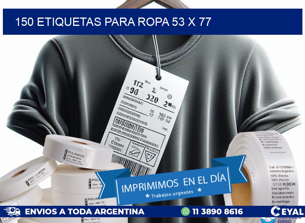 150 ETIQUETAS PARA ROPA 53 x 77