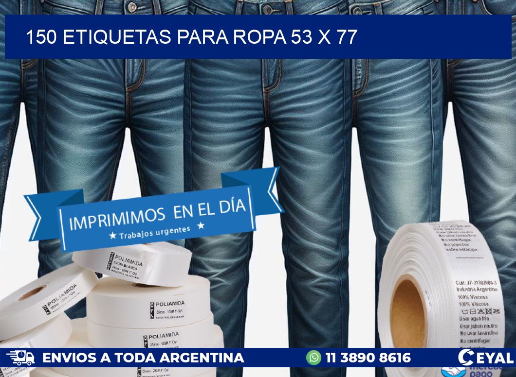 150 ETIQUETAS PARA ROPA 53 x 77