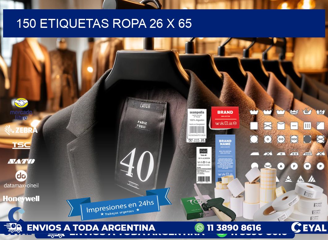 150 ETIQUETAS ROPA 26 x 65