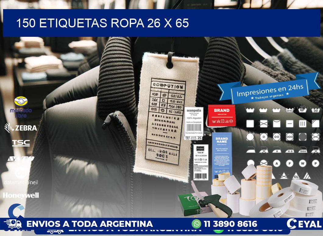 150 ETIQUETAS ROPA 26 x 65