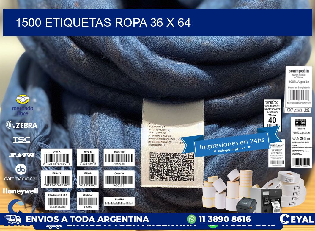 1500 ETIQUETAS ROPA 36 x 64