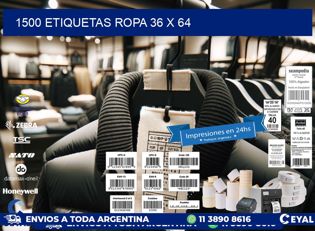 1500 ETIQUETAS ROPA 36 x 64