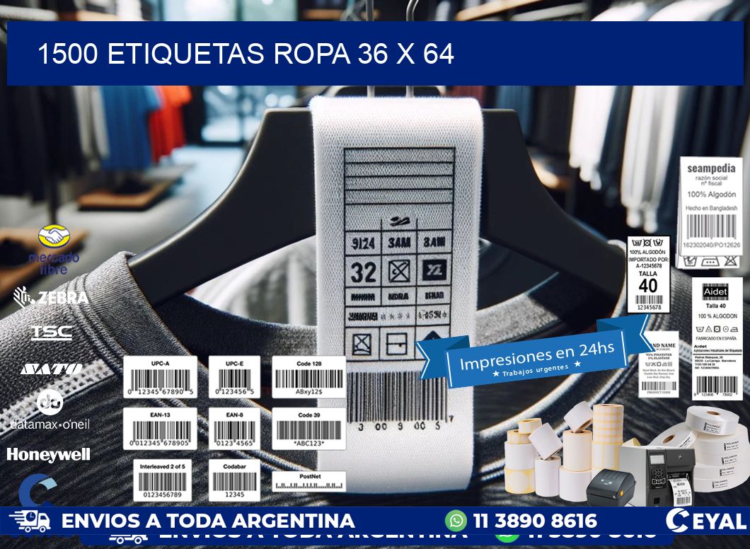 1500 ETIQUETAS ROPA 36 x 64