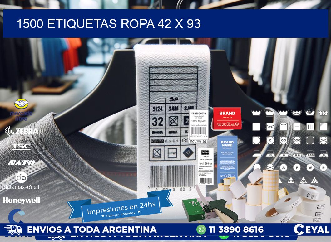 1500 ETIQUETAS ROPA 42 x 93