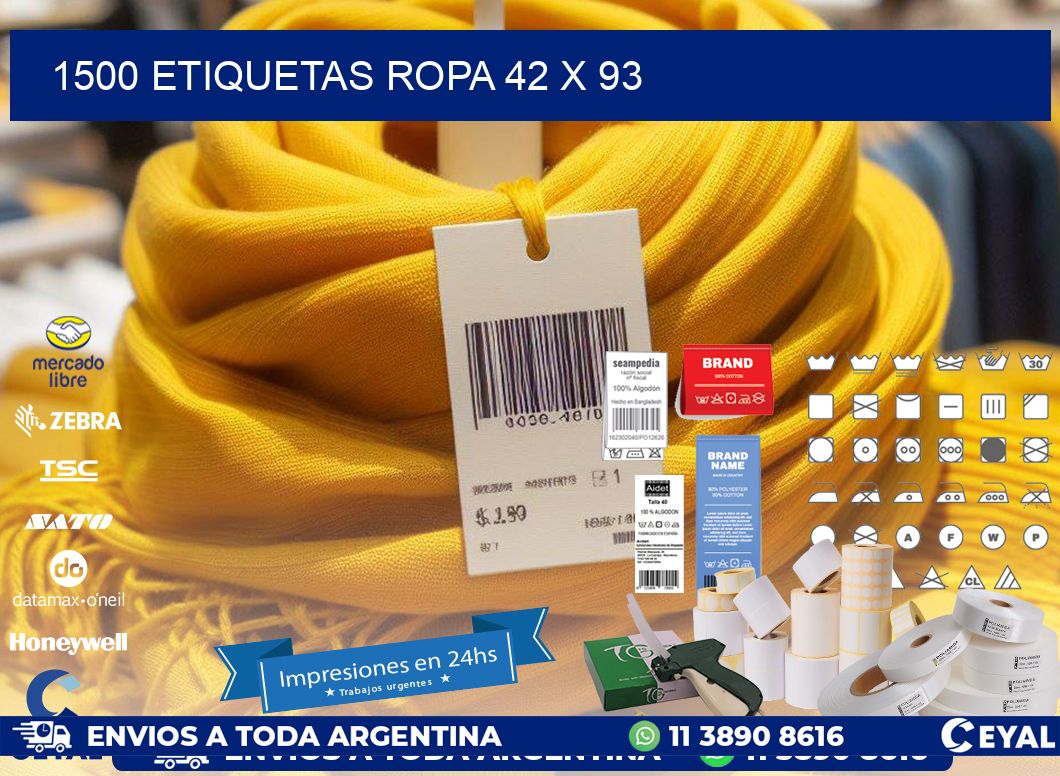 1500 ETIQUETAS ROPA 42 x 93