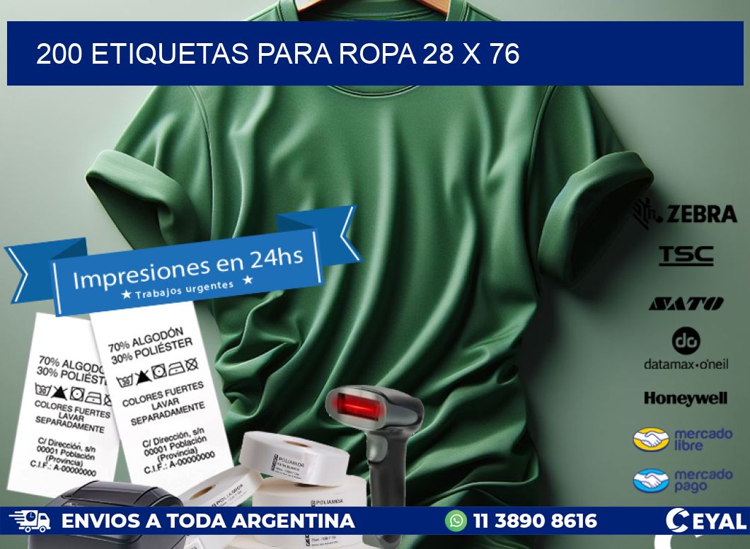 200 ETIQUETAS PARA ROPA 28 x 76