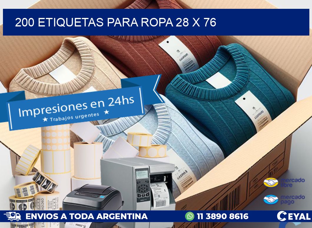 200 ETIQUETAS PARA ROPA 28 x 76