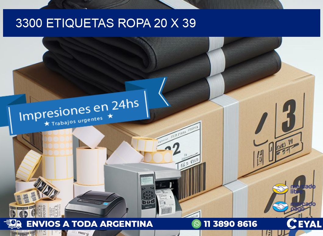 3300 ETIQUETAS ROPA 20 x 39