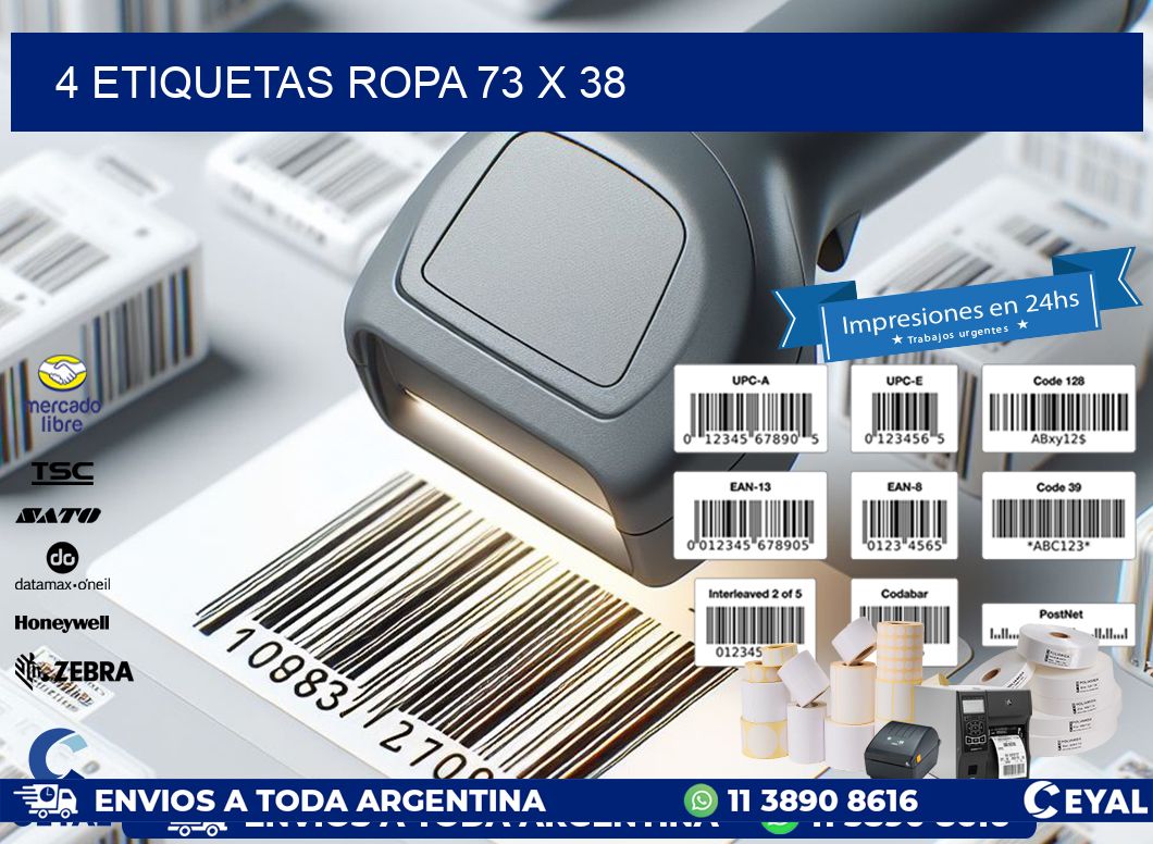 4 ETIQUETAS ROPA 73 x 38