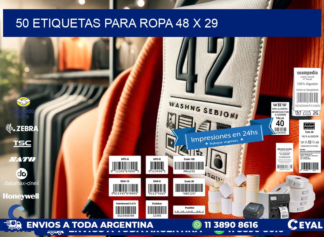 50 ETIQUETAS PARA ROPA 48 x 29