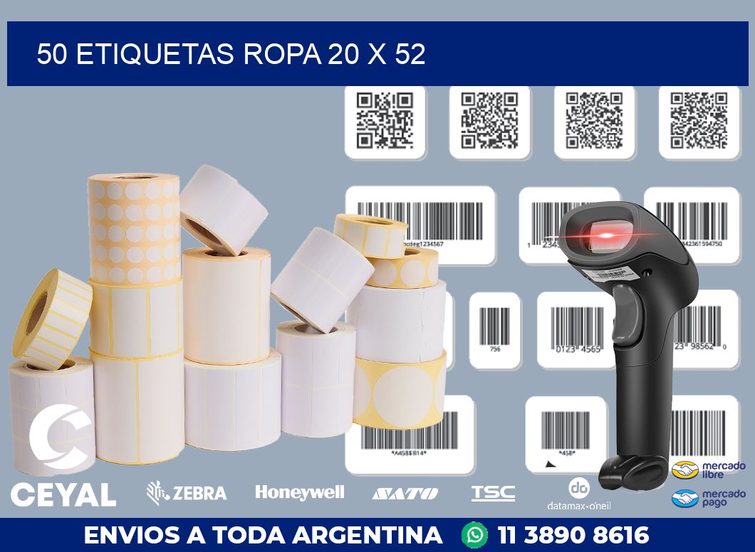 50 ETIQUETAS ROPA 20 x 52