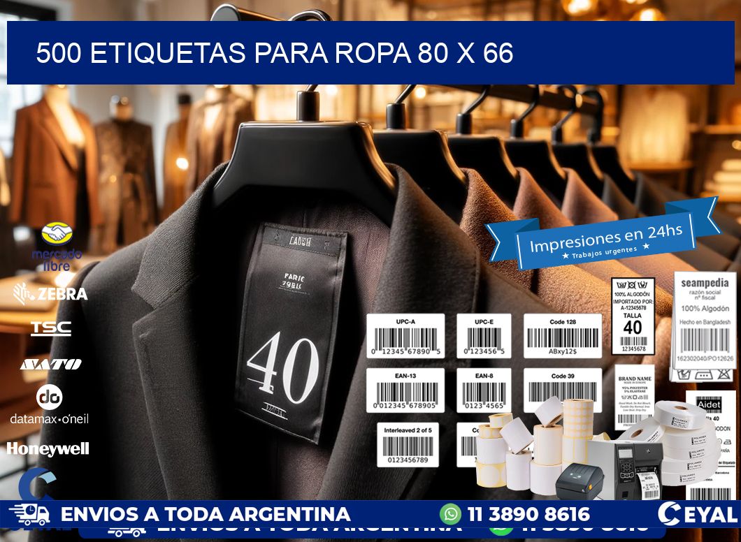 500 ETIQUETAS PARA ROPA 80 x 66