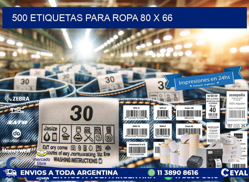 500 ETIQUETAS PARA ROPA 80 x 66