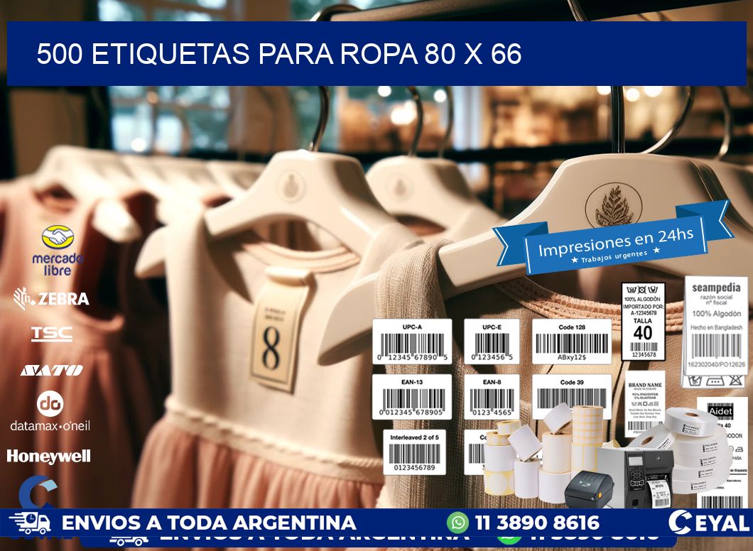 500 ETIQUETAS PARA ROPA 80 x 66