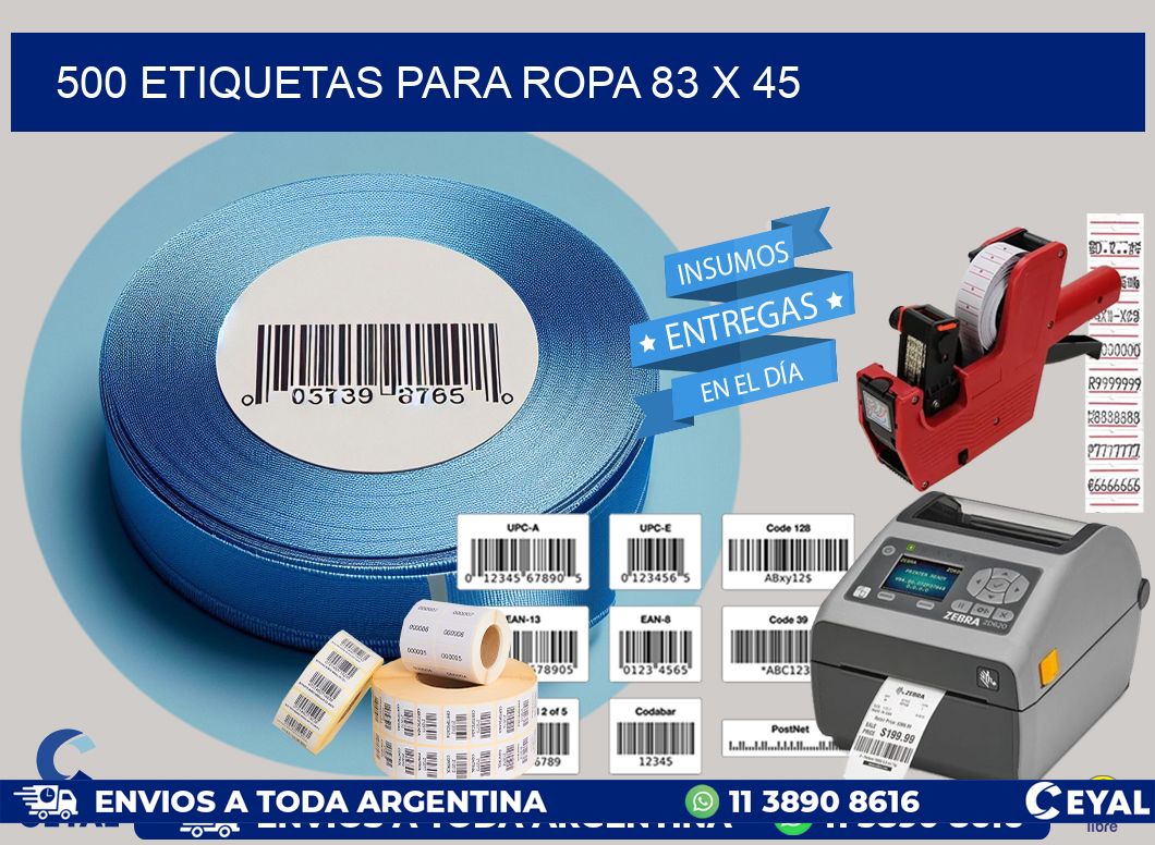 500 ETIQUETAS PARA ROPA 83 x 45