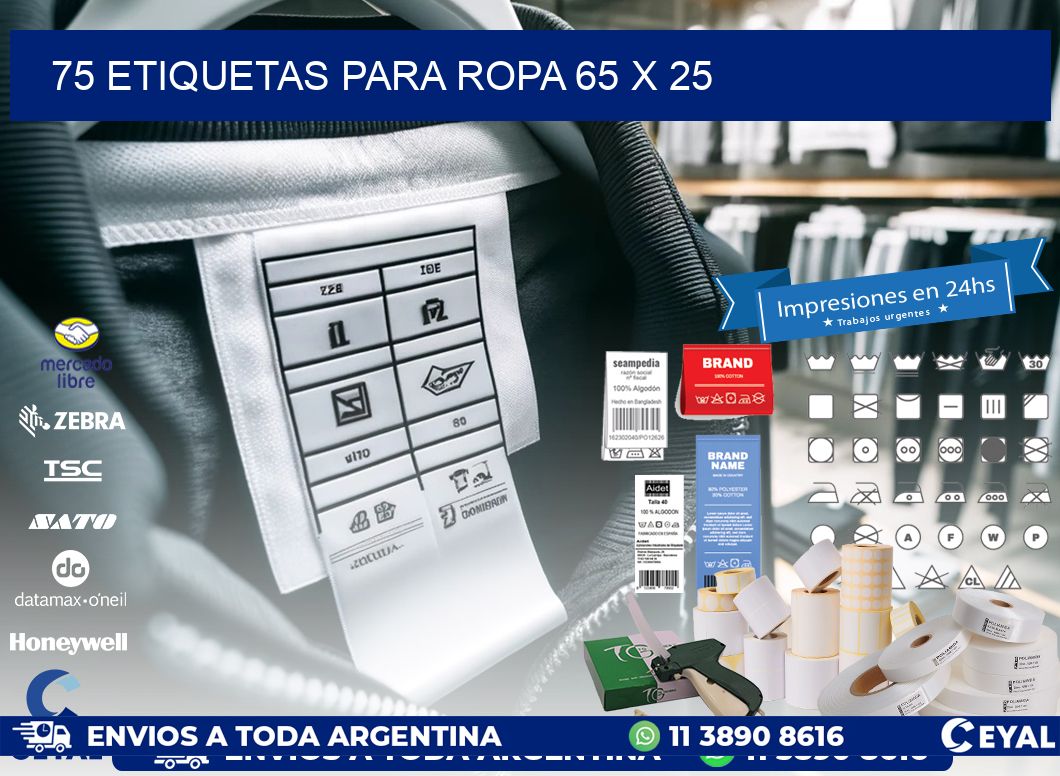 75 ETIQUETAS PARA ROPA 65 x 25