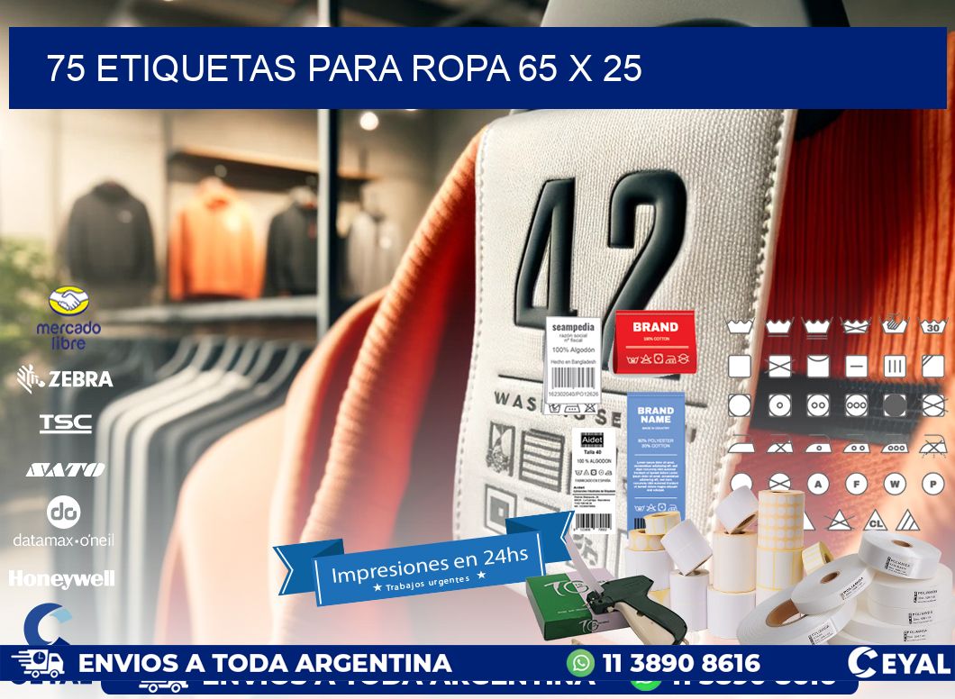 75 ETIQUETAS PARA ROPA 65 x 25