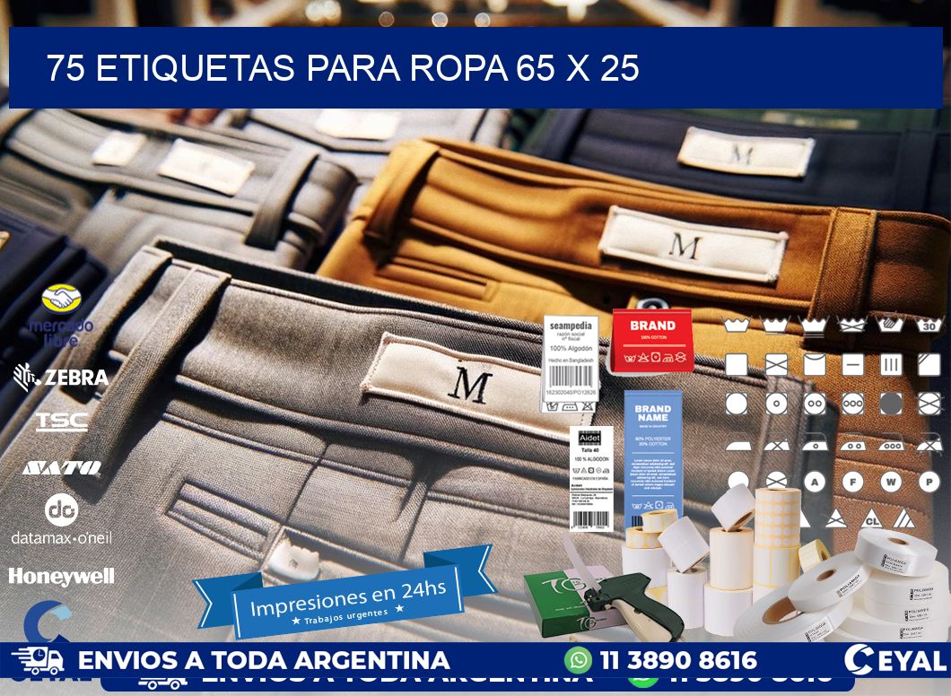 75 ETIQUETAS PARA ROPA 65 x 25