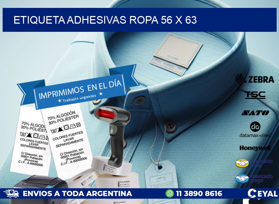 ETIQUETA ADHESIVAS ROPA 56 x 63