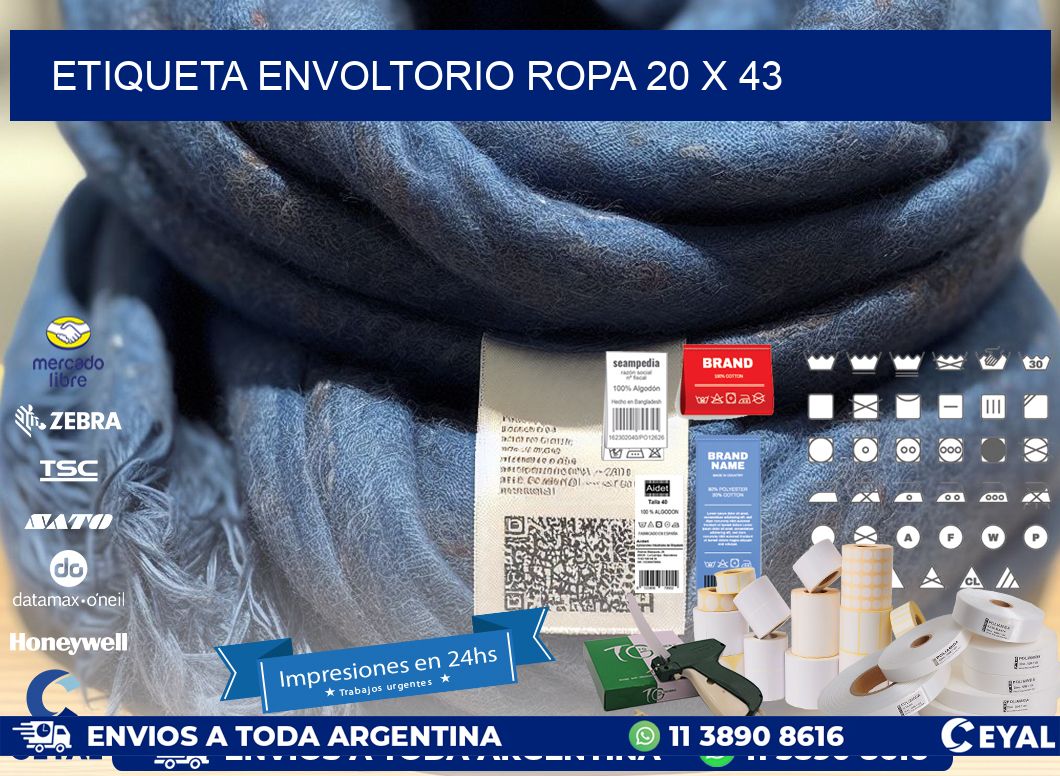 ETIQUETA ENVOLTORIO ROPA 20 x 43