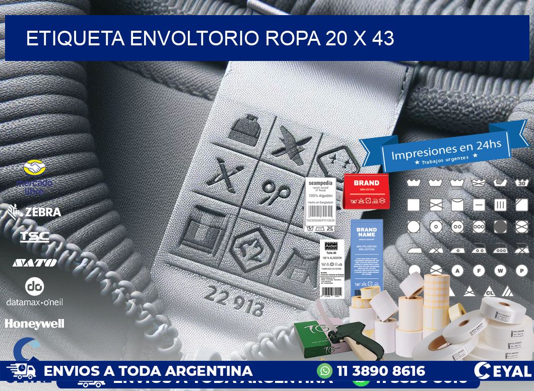 ETIQUETA ENVOLTORIO ROPA 20 x 43