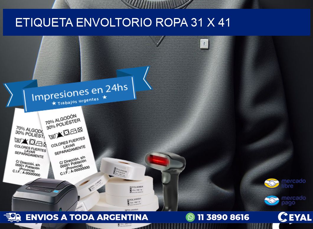 ETIQUETA ENVOLTORIO ROPA 31 x 41