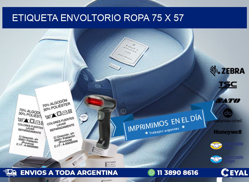 ETIQUETA ENVOLTORIO ROPA 75 x 57