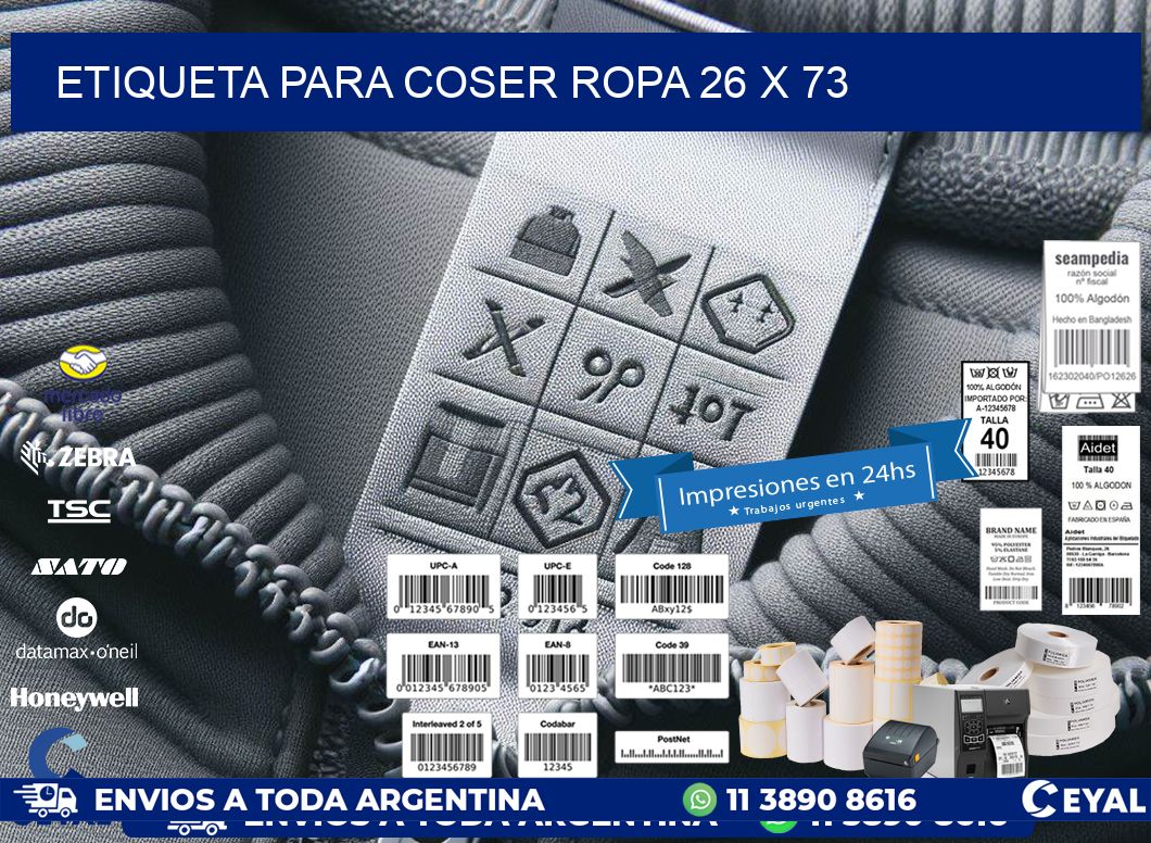 ETIQUETA PARA COSER ROPA 26 x 73