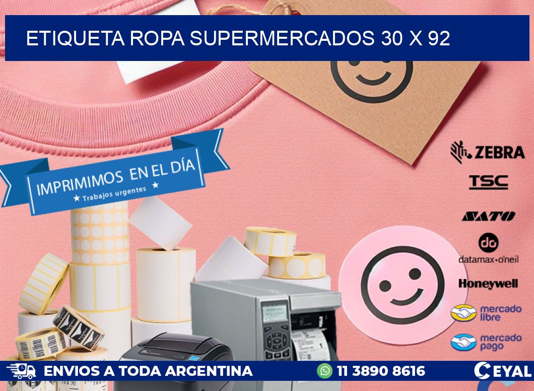 ETIQUETA ROPA SUPERMERCADOS 30 x 92