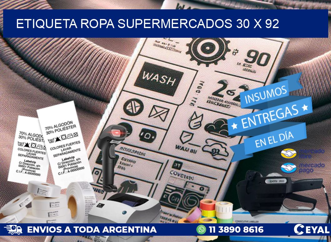 ETIQUETA ROPA SUPERMERCADOS 30 x 92