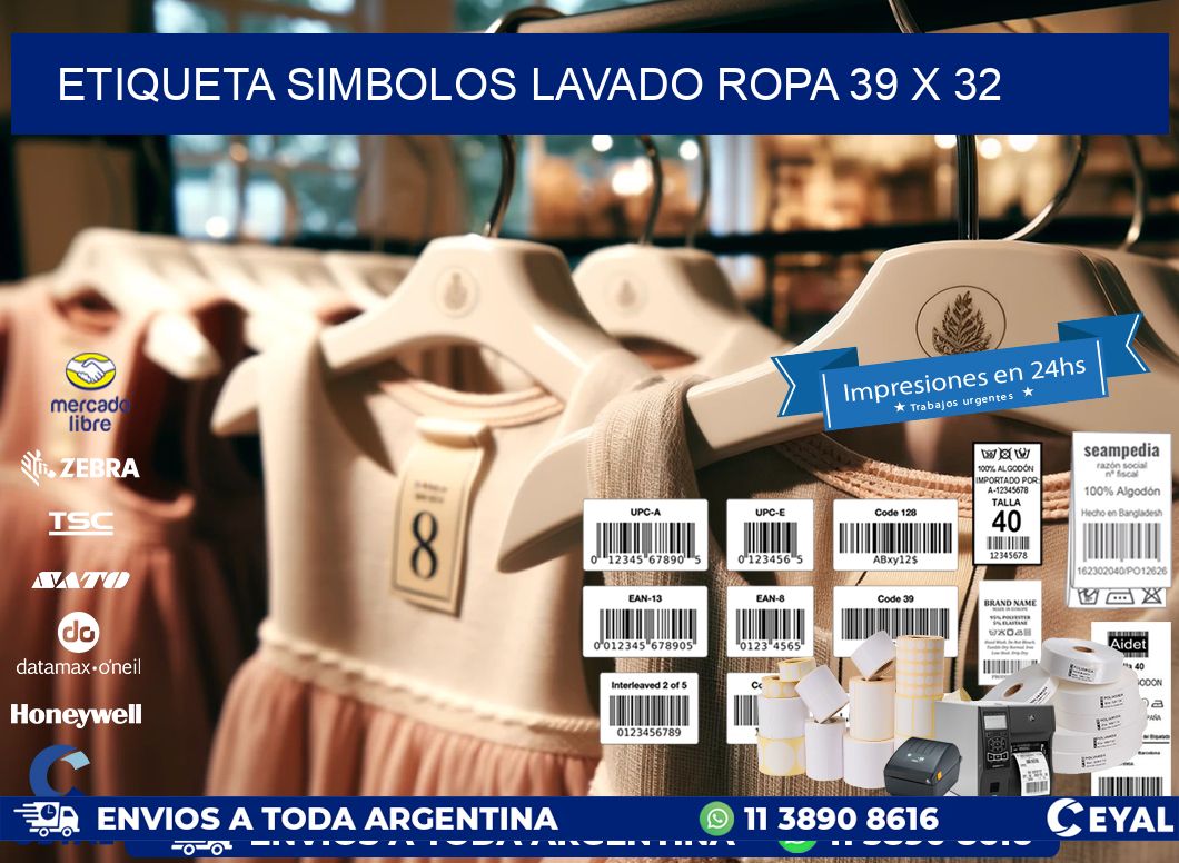 ETIQUETA SIMBOLOS LAVADO ROPA 39 x 32