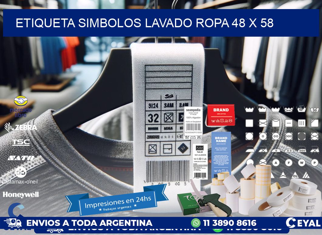 ETIQUETA SIMBOLOS LAVADO ROPA 48 x 58