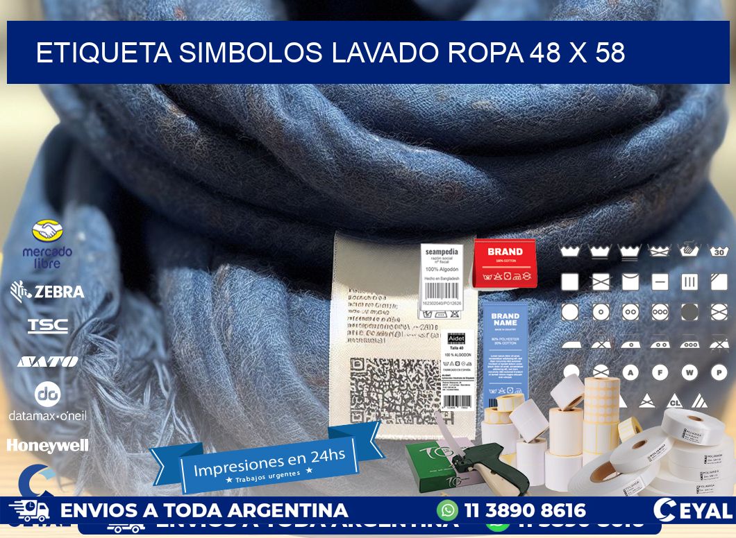 ETIQUETA SIMBOLOS LAVADO ROPA 48 x 58