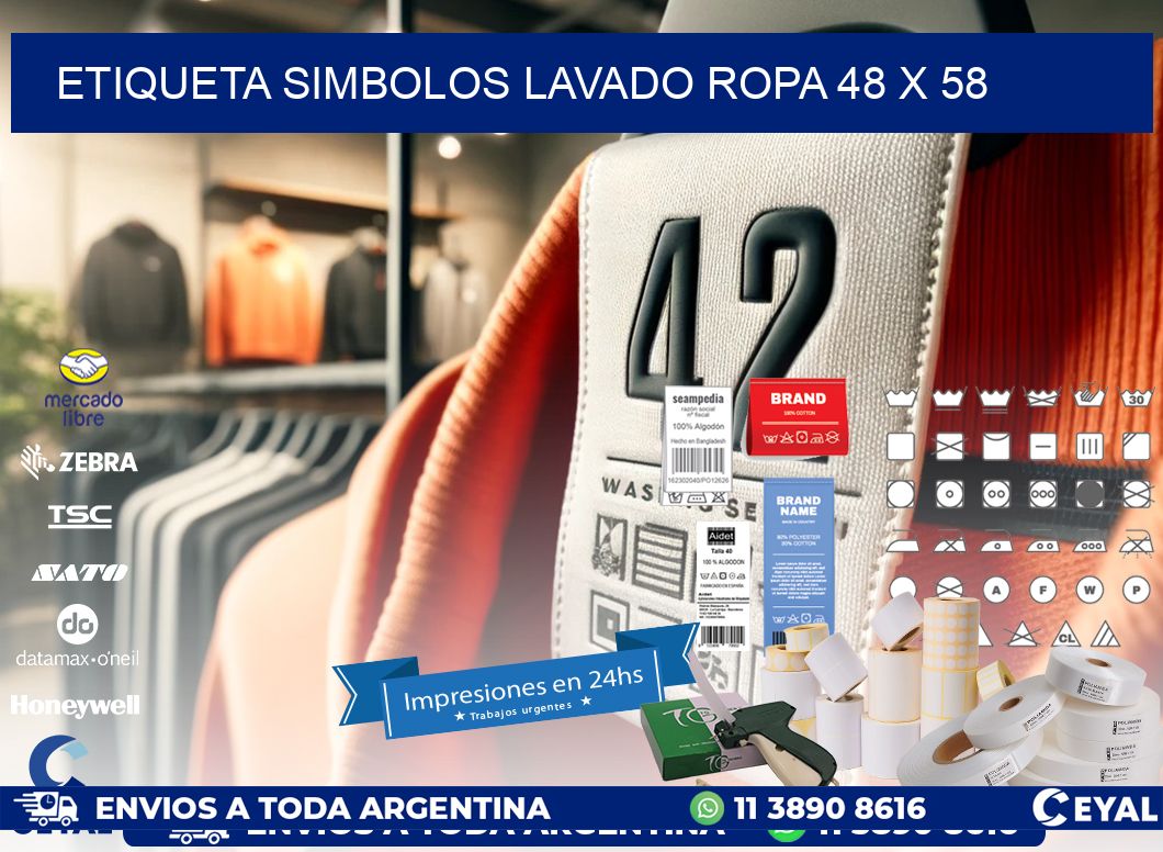 ETIQUETA SIMBOLOS LAVADO ROPA 48 x 58