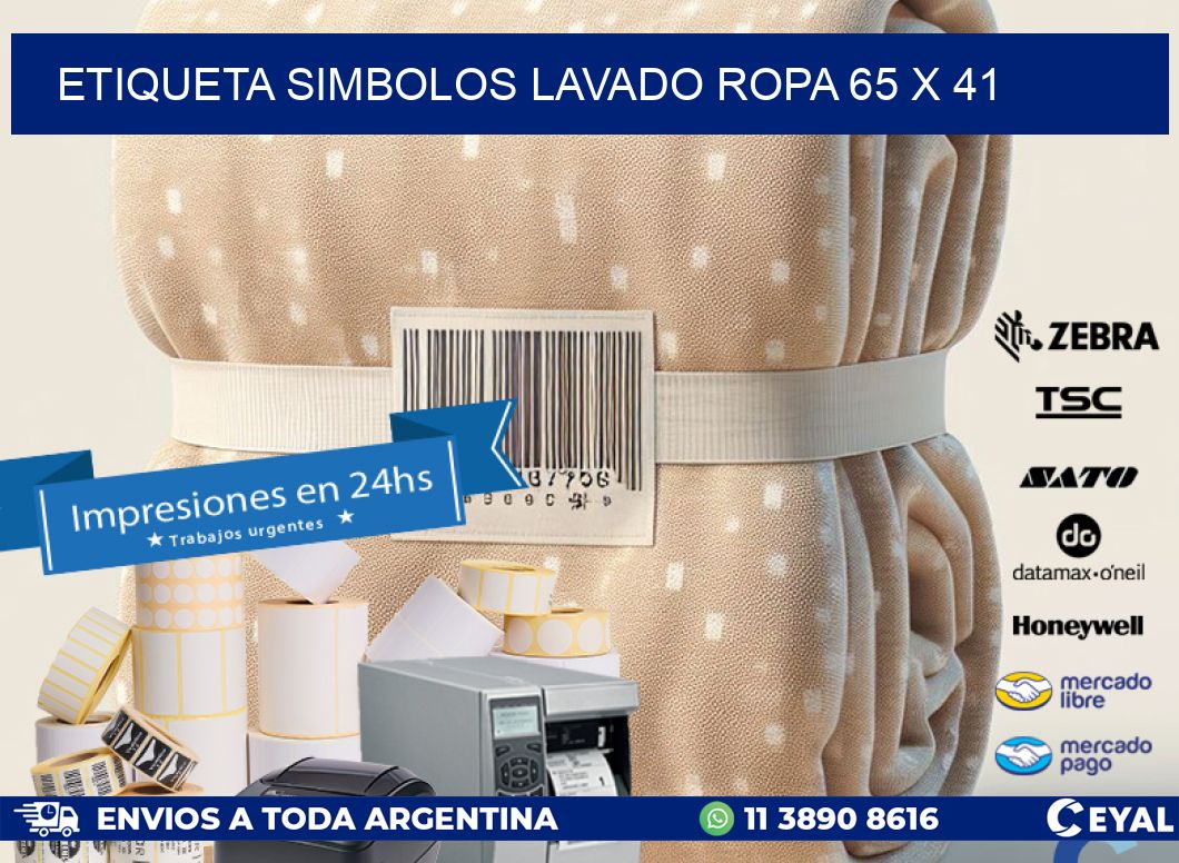 ETIQUETA SIMBOLOS LAVADO ROPA 65 x 41