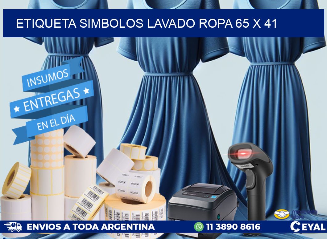 ETIQUETA SIMBOLOS LAVADO ROPA 65 x 41