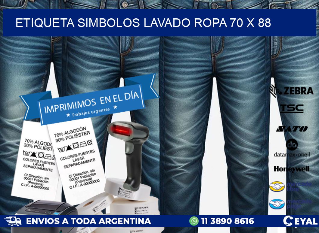 ETIQUETA SIMBOLOS LAVADO ROPA 70 x 88