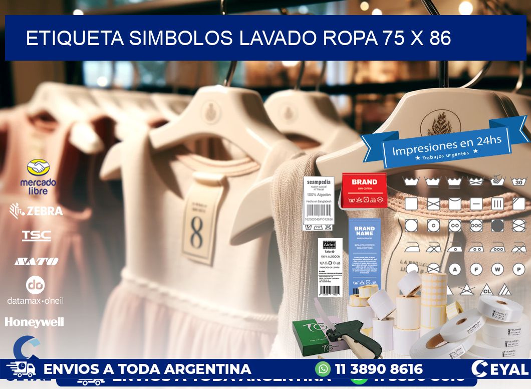 ETIQUETA SIMBOLOS LAVADO ROPA 75 x 86