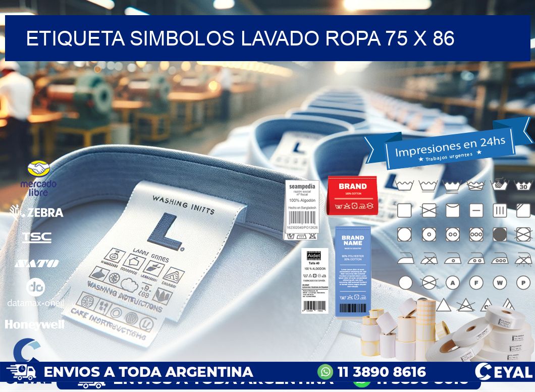 ETIQUETA SIMBOLOS LAVADO ROPA 75 x 86