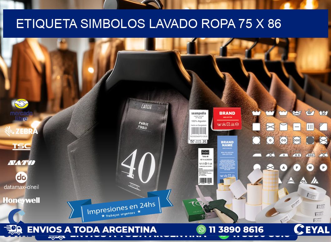 ETIQUETA SIMBOLOS LAVADO ROPA 75 x 86