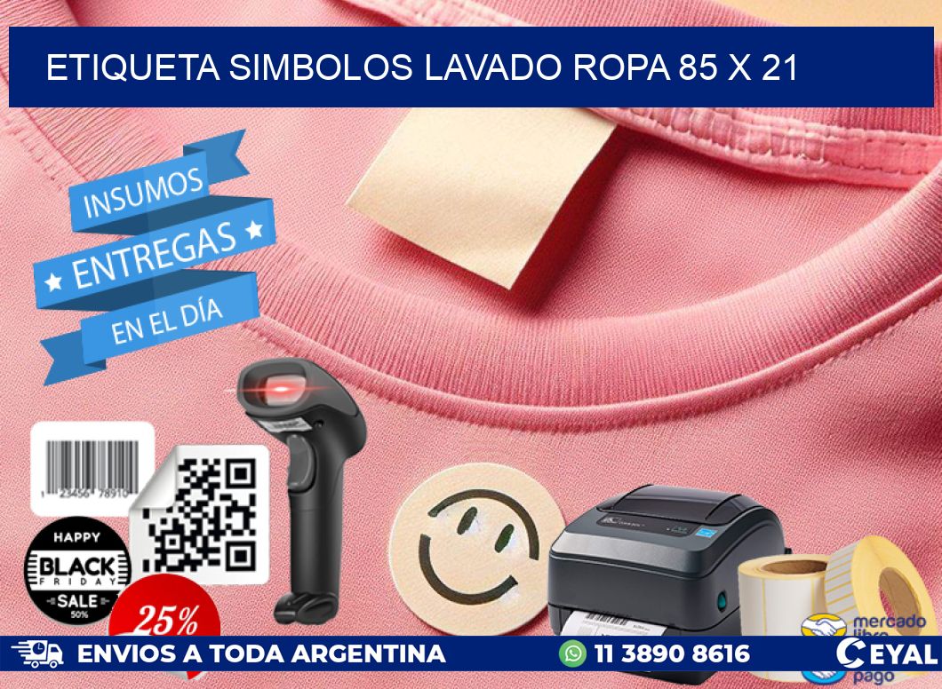 ETIQUETA SIMBOLOS LAVADO ROPA 85 x 21